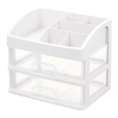 Органайзер для хранения косметики, канцтоваров, мелочей ДВА УРОВНЯ, 20х17х23,5 см, DASWERK (ДАСВЕРК), 608478