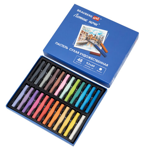 Пастель сухая художественная BRAUBERG ART "Летние ночи", 48 цветов, круглое сечение, 182092