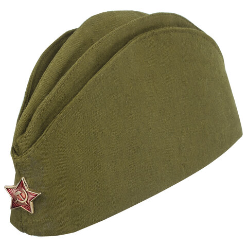 Пилотка военная двуслойная, металлическая красная звезда, размер 56 (универсальный), ПЛ-11