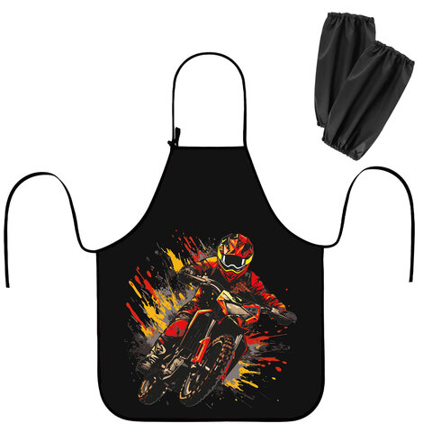 Фартук с нарукавниками для уроков труда ЮНЛАНДИЯ, регулировка по росту, 46х54 см, "Fire moto", 273636