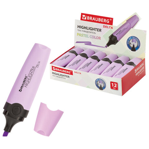 Текстовыделитель BRAUBERG "DELTA PASTEL", ЛАВАНДОВЫЙ, линия 1-5 мм, 151733