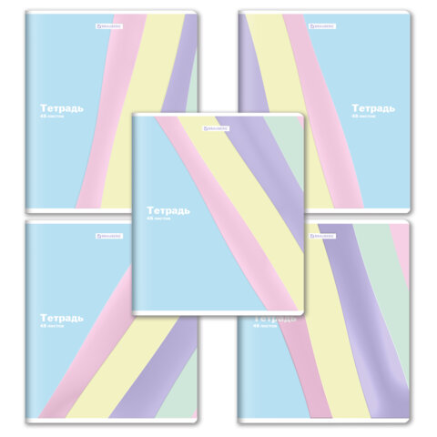 Тетрадь А5 48 л. BRAUBERG скоба, клетка, выборочный лак, кросс-серия PASTEL, 405189