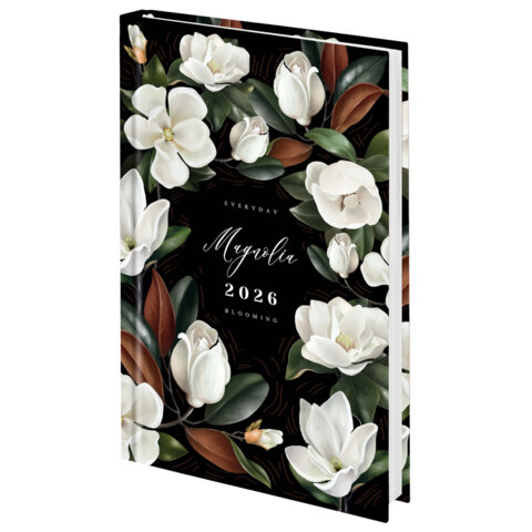 Ежедневник датированный 2026 145х215 мм, А5, STAFF, ламинированная обложка, "Магнолия", 117326