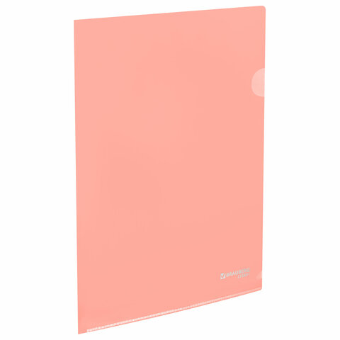Папка-уголок жесткая, непрозрачная, А4, цвет персиковый, 0,15 мм, BRAUBERG PASTEL, 272891