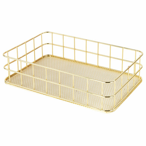 Органайзер-корзинка для косметики и мелочей металлическая MONTE VITA (МОНТЕ ВИТА), 242х162х63 мм, золото, 272481