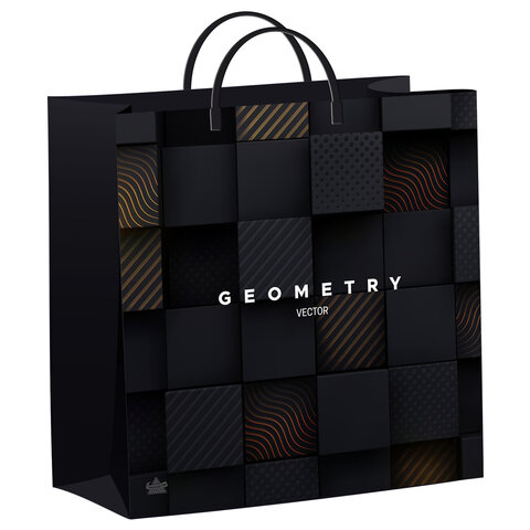 Пакет с пластиковой ручкой, мягкий пластик, 30х30 см, "Вектор геометрии", 140 мкм, н00269533