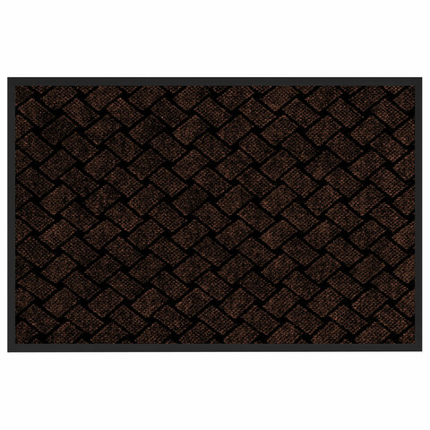 Коврик придверный 60х90 см, КОРИЧНЕВЫЙ, влаго-грязезащитный, 450 г/м2, плетение, PRIMILA (ПРИМИЛА) KRAFT, 701049