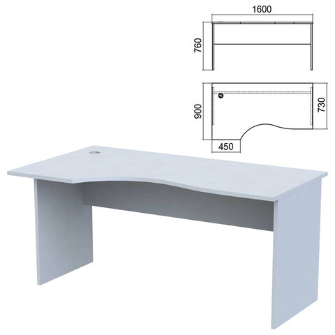 Стол эргономичный "Арго", 1600х900х760 мм, левый, серый (КОМПЛЕКТ)