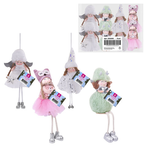 Украшение елочное, "Девочка", 19 см, полиэстер, ассорти 4 дизайна, ЗОЛОТАЯ СКАЗКА, 592606