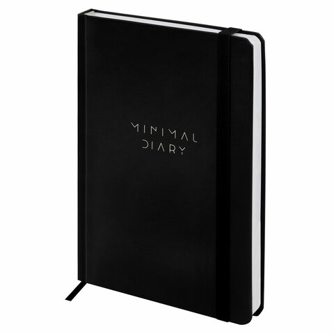 Ежедневник недатированный с резинкой А5 145х203 мм, BRAUBERG, твердый, 160 л., "Minimal", черный, 116299