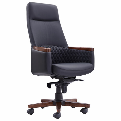 Кресло HAWASAN (ХАВАСАН) "Desire EX-771", мультиблок, дерево, натуральная кожа, черное, 532935