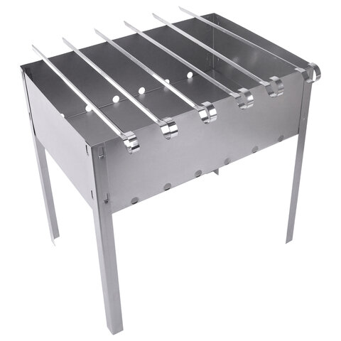 Мангал сборный размер 350х240х350 мм + 6 шампуров в плёнке длина 330 мм, в плёнке, 701724