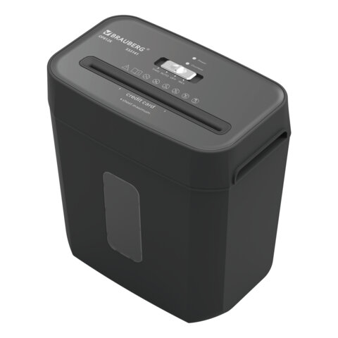 Уничтожитель (шредер) BRAUBERG OF-812X, карты, скобы, 4 уровень секретности, 4х35 мм, 8 листов, 12 литров, 533141