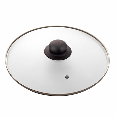 Крышка стеклянная 26 см с пароотводом, жаропрочное стекло, нержавеющая сталь ободка, SCOVO "Classic", KC-226