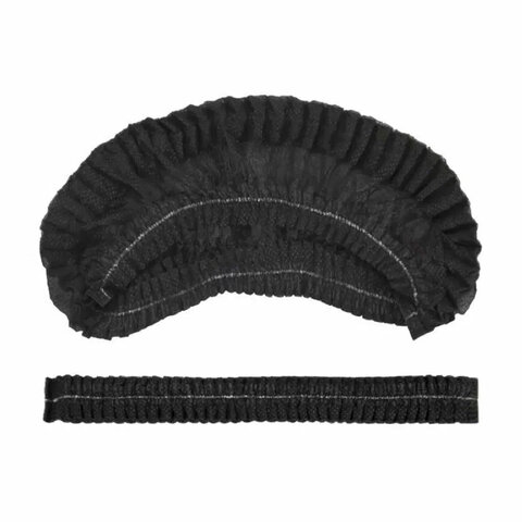Шапочка "Шарлотта" черная, КОМПЛЕКТ 100 шт., спанбонд 10 г/м2, МЕДСЕРВИС
