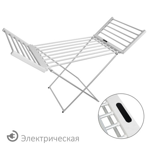 Сушилка для белья напольная, электрическая, раскладная, 3 зоны сушки, алюминиевая, таймер/регулировка темп. 45-70 °С, LAIMA HOME, 700979