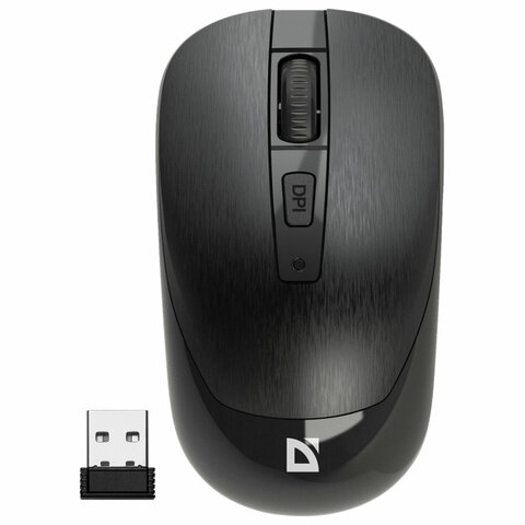 Мышь беспроводная бесшумная DEFENDER Wave MM-995, USB, 3 кнопки + 1 колесо-кнопка, оптическая, черная, 52995