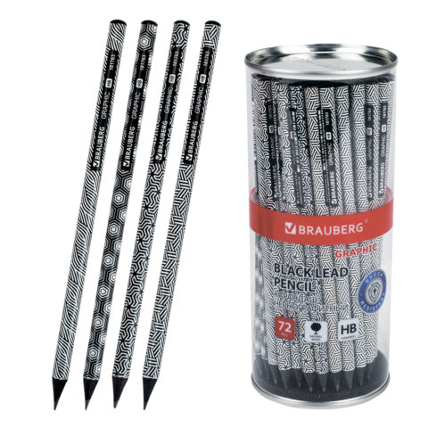 Карандаш чернографитный BRAUBERG "GRAPHIC", 1 шт., HB, корпус ассорти, 181763
