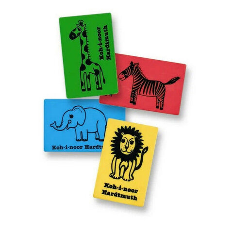 Ластик KOH-I-NOOR "Animals", 35,5х23х8 мм, ассорти, мягкий, прямоугольный, 6200006001KK