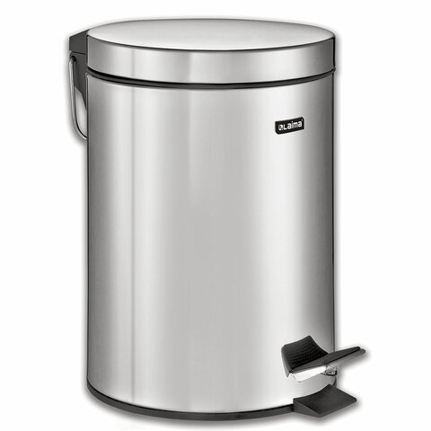 Ведро мусорное с педалью 5 литров "Classic", ЗЕРКАЛЬНОЕ, нержавеющая сталь, со съемным внутренним ведром, LAIMA, 232260