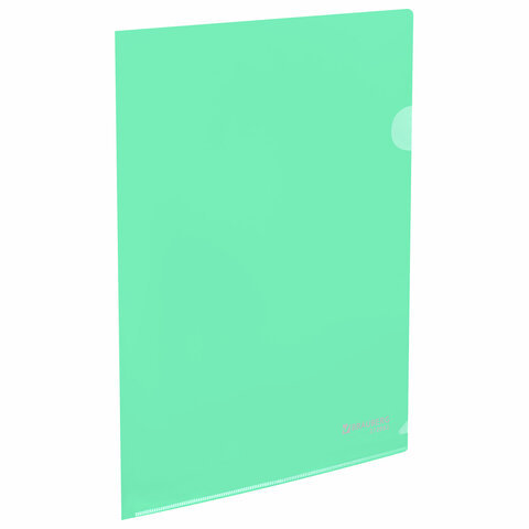 Папка-уголок жесткая, непрозрачная, А4, цвет мятный, 0,15 мм, BRAUBERG PASTEL, 272892