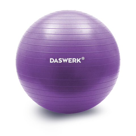 Мяч гимнастический (фитбол) 65 см с эффектом "антивзрыв", с ручным насосом, фиолетовый, DASWERK (ДАСВЕРК), 680017