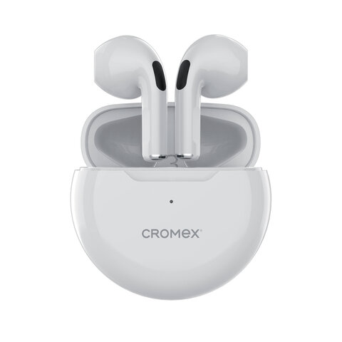 Наушники беспроводные TWS вкладыши с микрофоном CROMEX (КРОМЕКС) EP-T28W, Bluetooth 5.4, белые, 514121