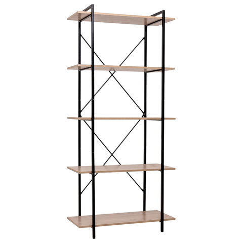 Стеллаж BRABIX "SMART SH-004", 904х360х1950 мм, ЛОФТ, 5 полок, металл/ЛДСП бунратти, каркас черный, 641944