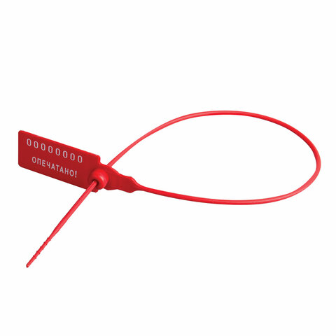 Пломбы пластиковые номерные УНИВЕРСАЛ, самофиксирующиеся, длина рабочей части 350 мм, КРАСНЫЕ, КОМПЛЕКТ 1000 шт., 600806