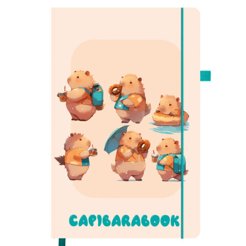 Скетчбук, слоновая кость 140г/м 130х210мм, 80л, софт-тач, резинка, наклейки, FUNSTER, "Капибары", 117782