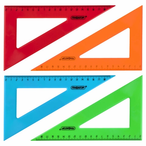 Треугольник пластиковый 30х18 см, ПИФАГОР, ассорти, 210794