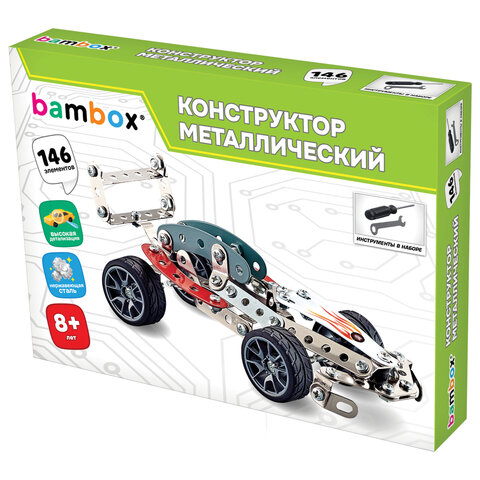 Конструктор металлический "Гоночный болид", с подвижными деталями, 146 элементов, BAMBOX (БАМБОКС), 666365