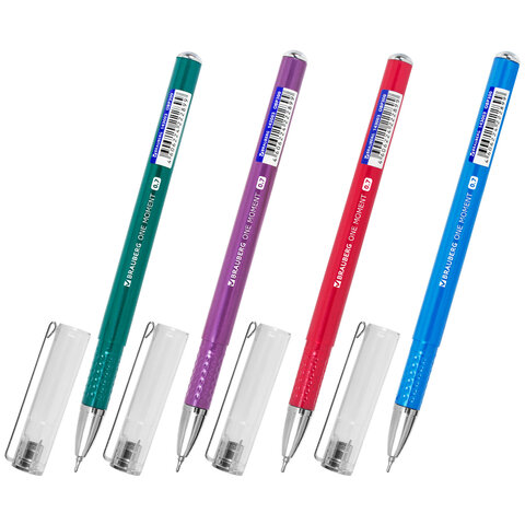Ручка шариковая масляная BRAUBERG "ONE MOMENT COLOR", СИНЯЯ, корпус ассорти, В ДИСПЛЕЕ, игольчатый узел 0,7 мм, линия письма 0,35 мм, 143003
