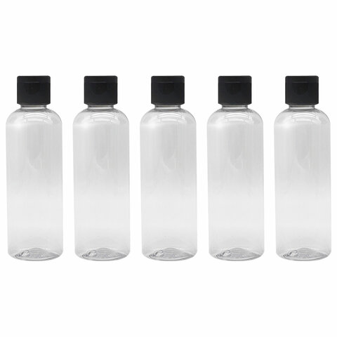 Дорожный набор флаконов в косметичке с наклейками, 5х100 мл, цвет черный, DASWERK (ДАСВЕРК), 609304