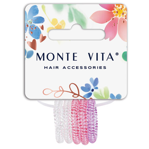 Резинки для волос НАБОР 5 шт., диаметр 2,5 см, пружинка, разные цвета, MONTE VITA (МОНТЕ ВИТА), 457061