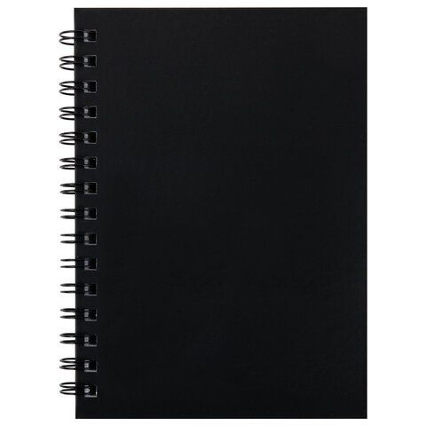 Скетчбук, белая бумага 160 г/м2, 145х205 мм, 60 л., гребень, твёрдая обложка ЧЕРНАЯ, BRAUBERG ART CLASSIC, 115072