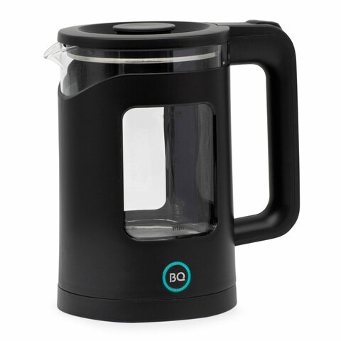 Чайник BQ (БИ-КЬЮ) KT2000G, 1,5 л, 1500 Вт, закрытый нагревательный элемент, стекло, черный, 86196739