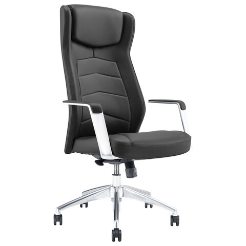 Кресло BRABIX PREMIUM "Viking EX-759", синхромеханизм, алюминий, натуральная кожа, черное, 532933