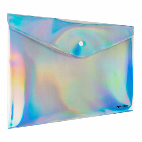 Папка-конверт с кнопкой BRAUBERG "ULTRA", А4, непрозрачная, c голографическим эффектом, 0,2 мм, 272885