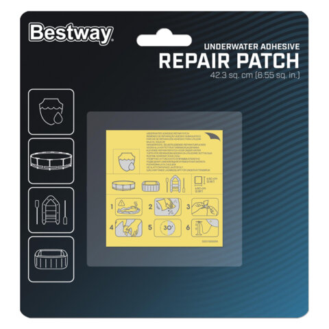 Ремонтный комплект для надувной продукции 6,5х6,5 см, водостойкий, самоклеящиеся заплатки, 6 шт., BESTWAY, 62091