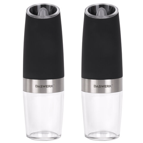 Мельница для специй ГРАВИТАЦИОННАЯ, НАБОР 2 шт., электрическая, с подсветкой, PM-6, DASWERK (ДАСВЕРК), 456624