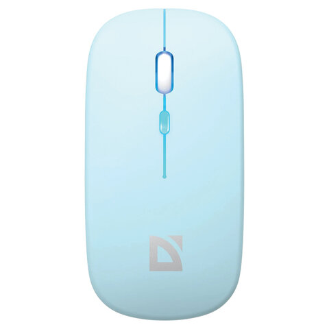 Мышь беспроводная DEFENDER Coda MB-261, 2.4 ГГц + BT, радужная подсветка, 3 кнопки + 1 колесо, 300 мАч, голубая, 52263