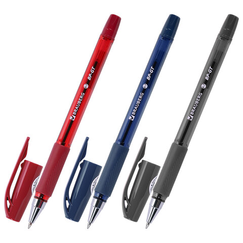 Ручка шариковая BRAUBERG BP-GT VIVID, СИНЯЯ, корпус ассорти, пишущий узел 0,7 мм, линия письма 0,35 мм, 144502