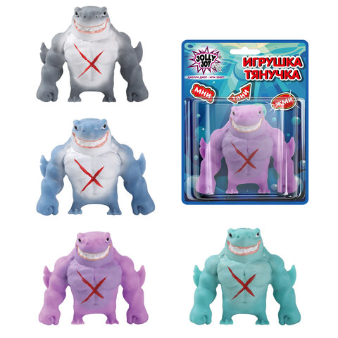 Игрушка-антистресс "АКУЛА", 10 см, ассорти, 4 цвета, блистер, JOLLY JOT (ДЖОЛЛИ ДЖОТ), 665780