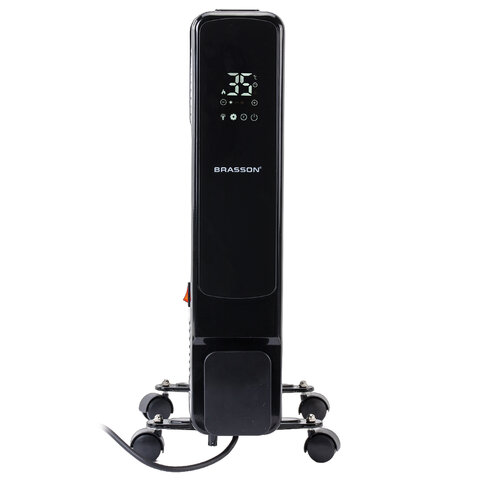 Обогреватель масляный BRASSON (БРАССОН) BOR-7 TOUCH, 7 секций, 1500 Вт, 3 режима, сенсор, пульт ДУ, черный, 457777