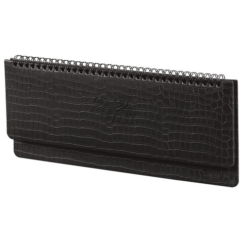 Планинг датированный 2026 305х140 мм BRAUBERG "Comodo", под кожу, черный, 117223