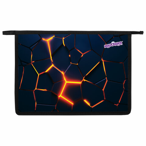 Папка для тетрадей ЮНЛАНДИЯ А4, 1 отделение, пластик, на молнии, "Volcano split", 273350