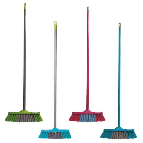 Щетка для уборки КОМПЛЕКТ черенок 110 см + щетка, ширина 31 см, щетина 7 см, еврорезьба, YORK "Frontiera", 51020