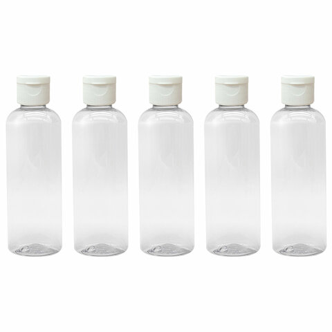 Дорожный набор флаконов в косметичке с наклейками, 5х100 мл, цвет белый, DASWERK (ДАСВЕРК), 609305