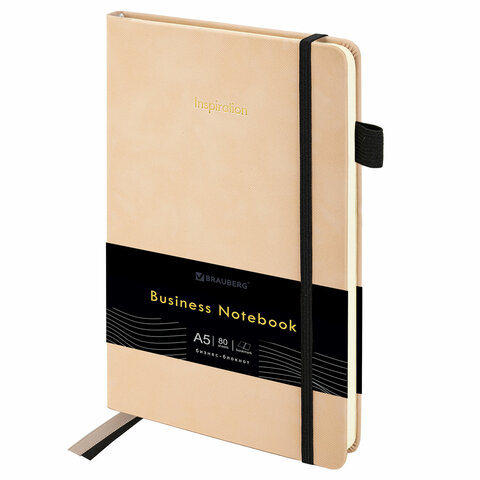 Блокнот А5 138x213 мм, BRAUBERG "Velvet", резинка, держатель, 80 л., клетка, розовый, 116242